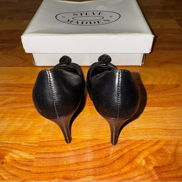Steve Madden Peep Toe Pumps Black Business Style Leilana Leather Women’s 6 + Box - Picture 4 of 9